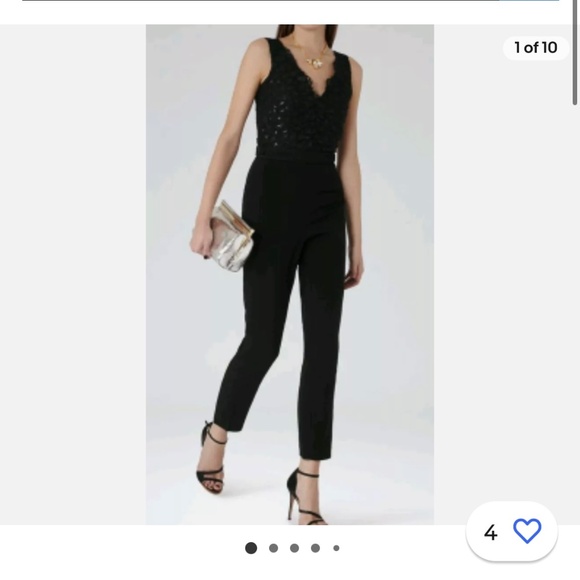 REISS Amorie Lace Black Jumpsuit Size 6 - Picture 1 of 6